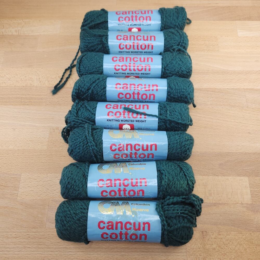 Columbia Minerva Cancun Cotton Yarn- Mallard Green- 8 Skeins